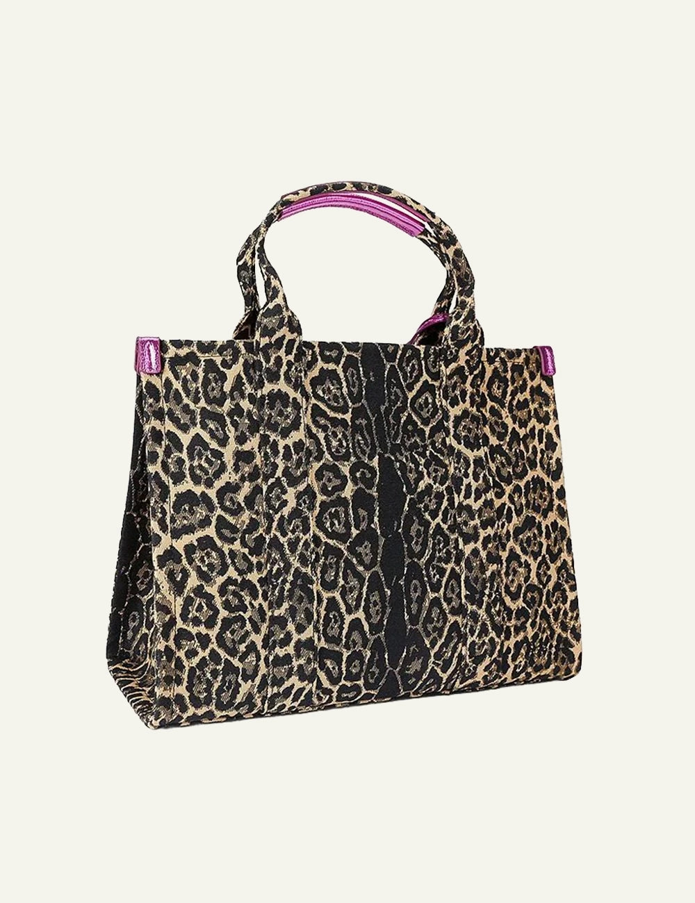 Women's Kurt Geiger leopard print tote bag with pink details back view