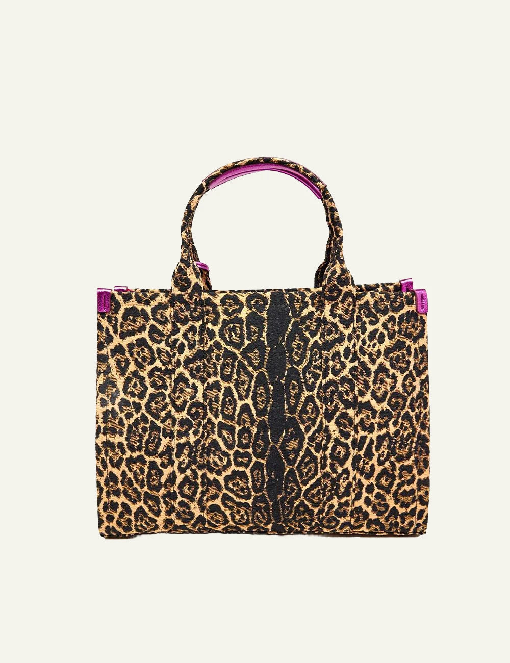 Women's Kurt Geiger Southbank Tote leopard print bag with pink details back view