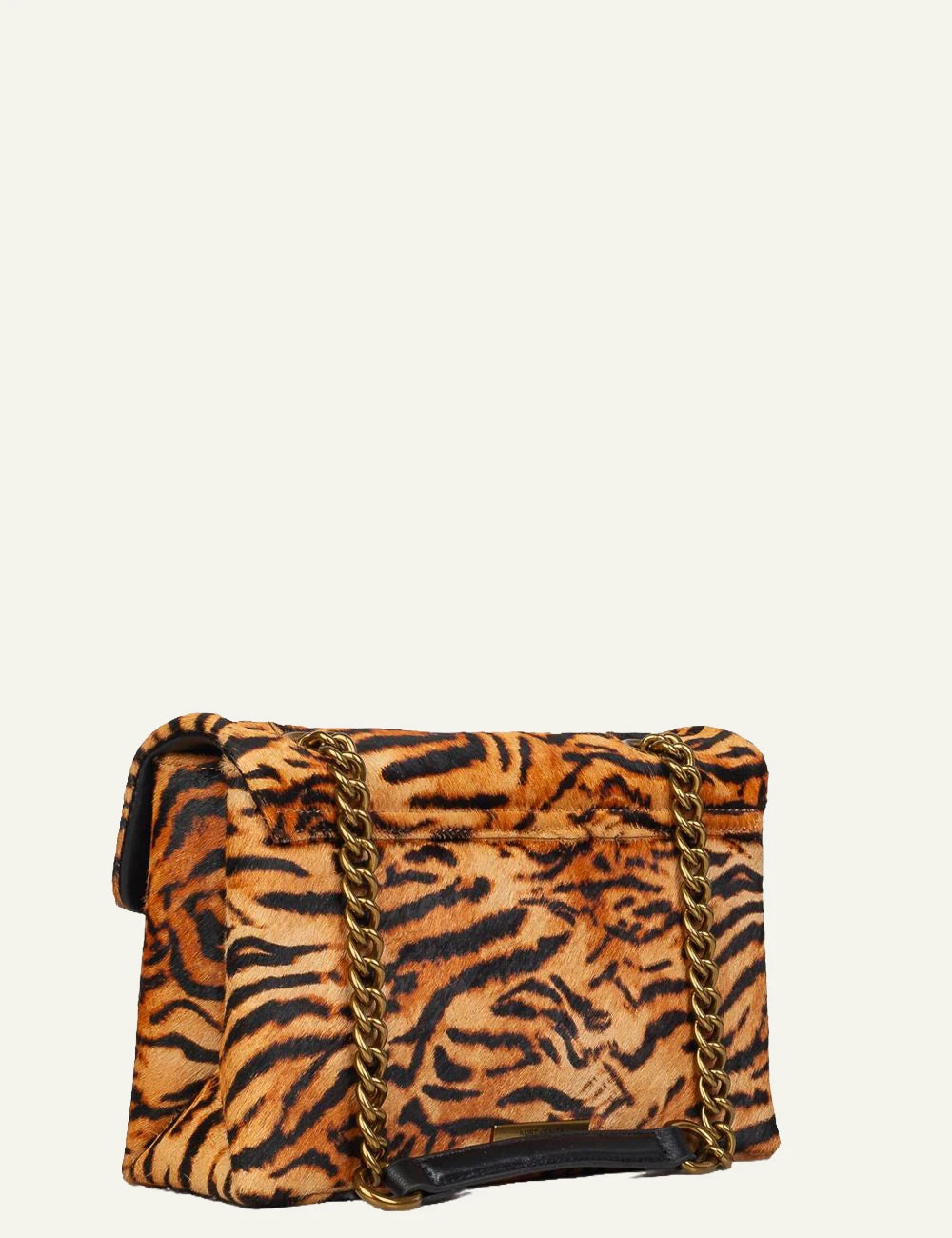 Women's Kurt Geiger tiger print leather shoulder bag with chain strap back view
