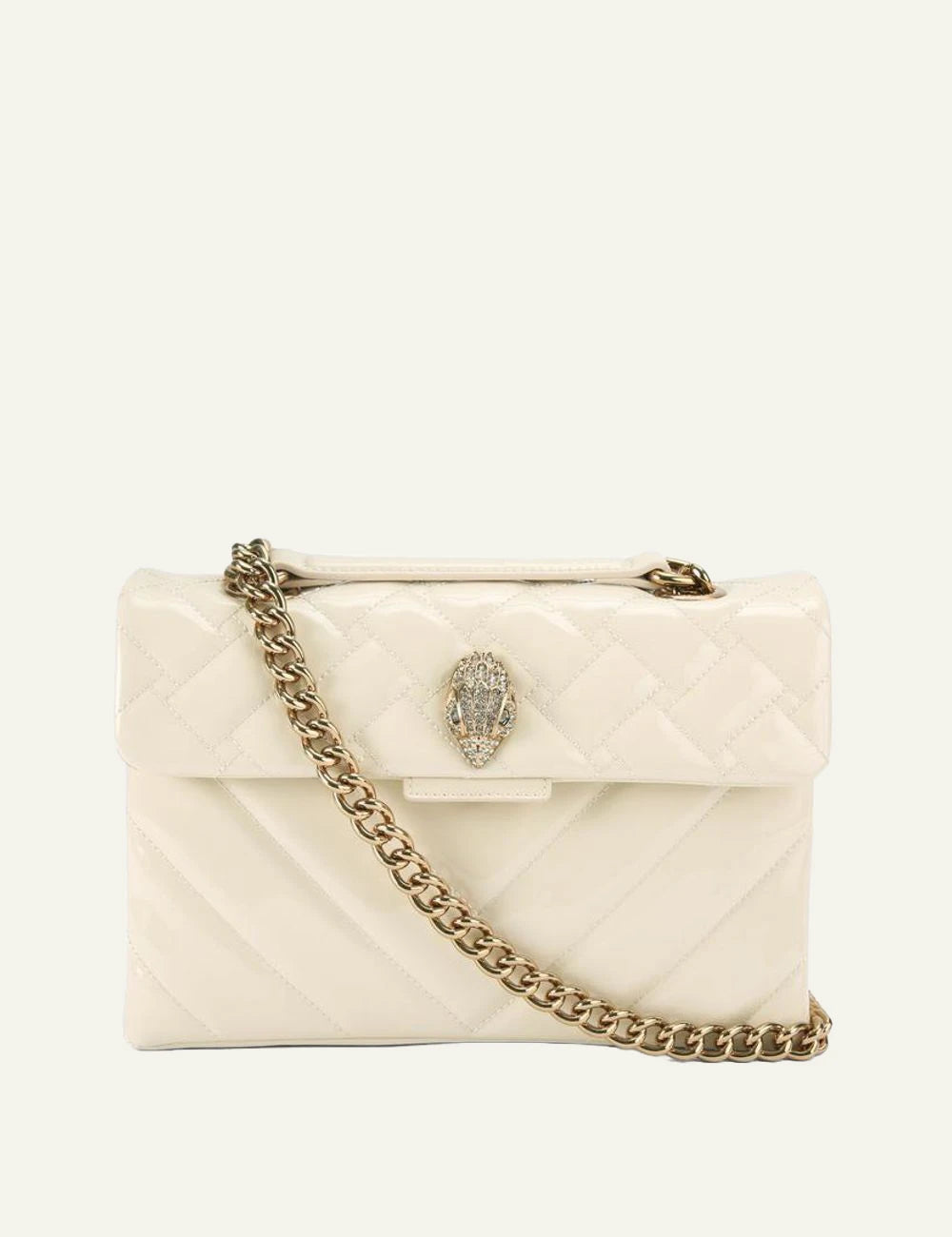 Γυναικεία Kurt Geiger leather Kensington bag cream patent front view