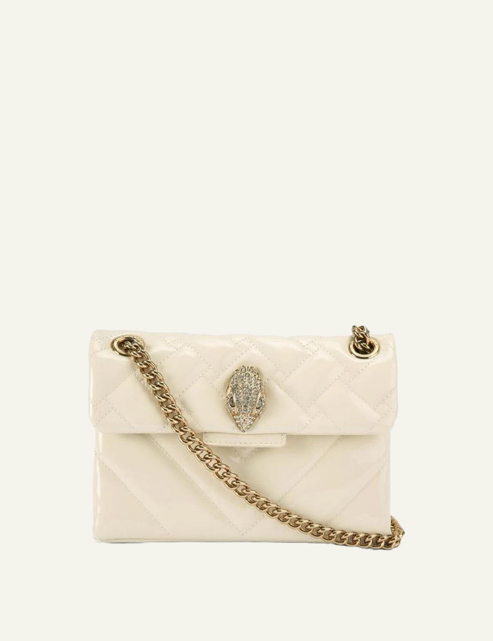 Γυναικεία Kurt Geiger mini Kensington cream patent bag front view