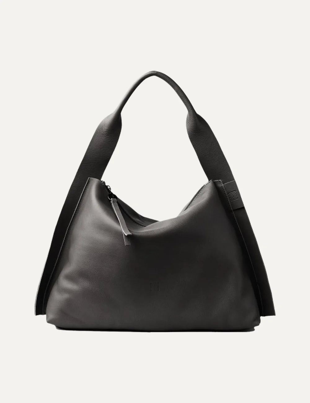 Biba Vienna women's black leather hobo shoulder bag with a slouchy silhouette, wide leather shoulder strap and zip closure.