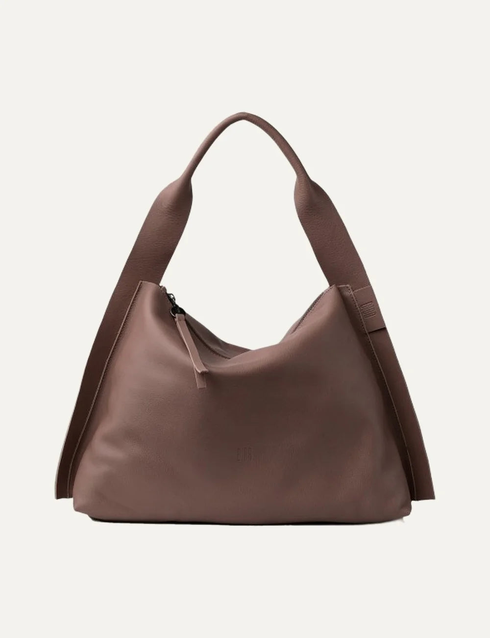 Biba Vienna women's brown leather hobo shoulder bag with a slouchy silhouette, wide leather shoulder strap and zip closure.