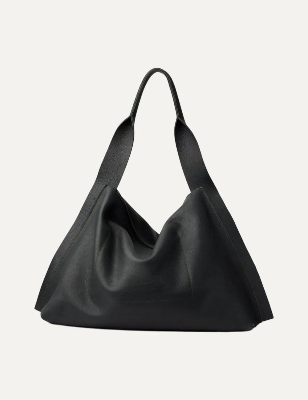 Biba Vienna women's black leather hobo shoulder bag with a slouchy silhouette, wide leather shoulder strap and zip closure back