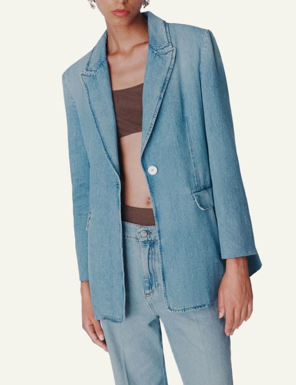 Light Blue Denim Blazer Jacket side