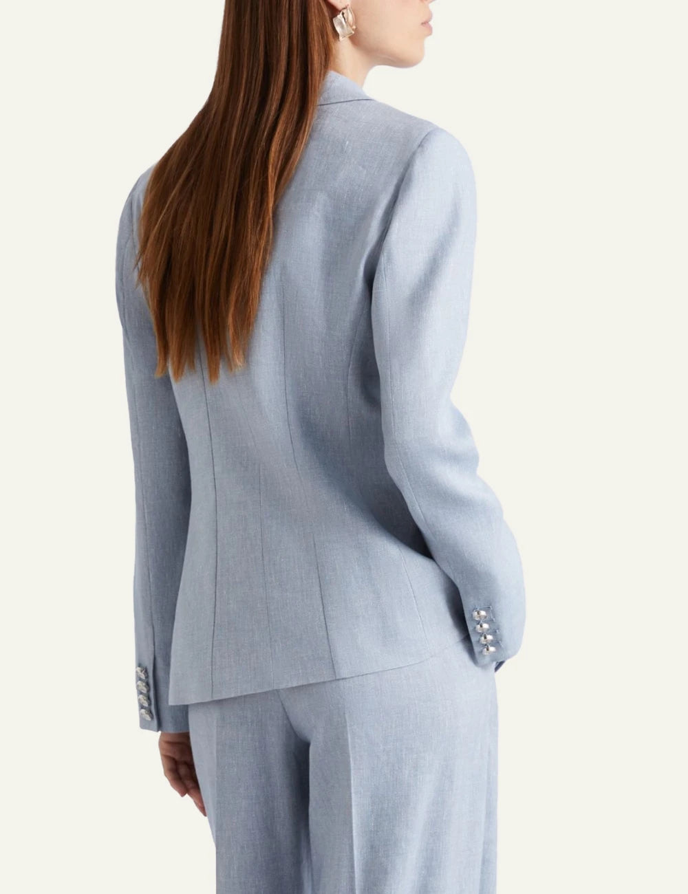 Light Blue Double Breasted Tailored Blazer back