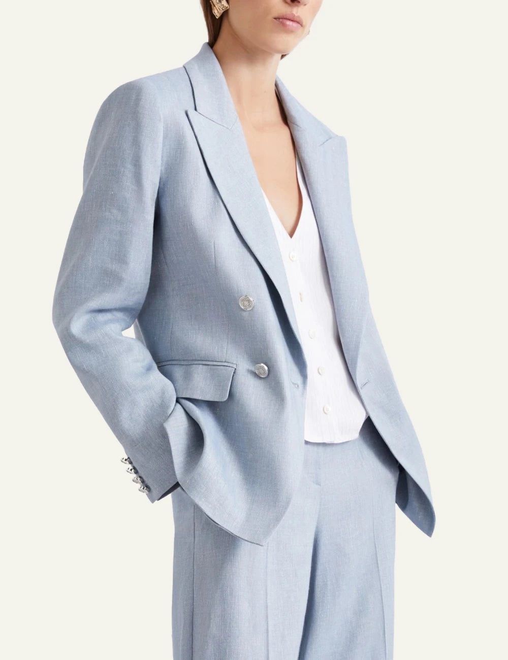 Light Blue Double Breasted Tailored Blazer side