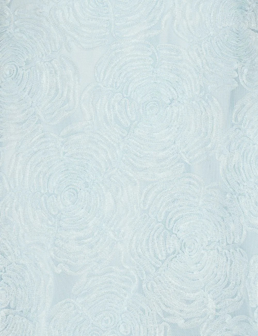 Light blue mesh mini dress with floral texture sleeveless detail view