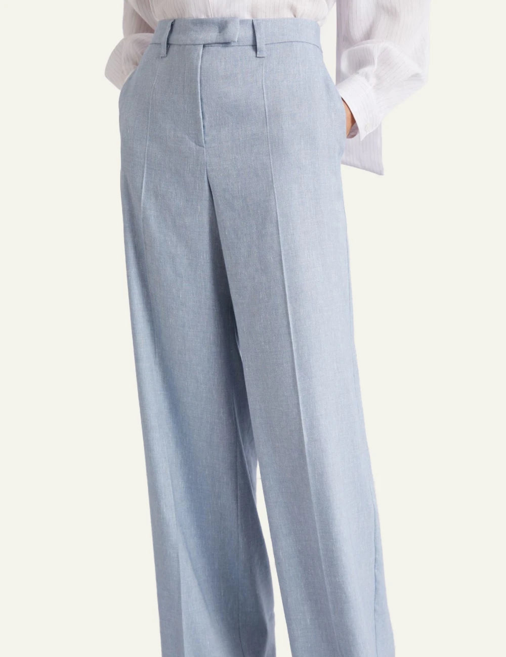 Light Blue Wide Leg Tailored Pants Front model