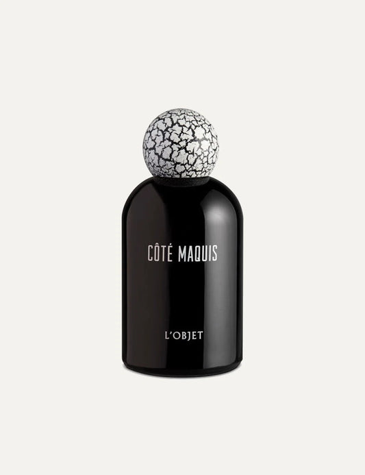 L'Objet Cote Maquis fragrance black bottle cracked cap front view
