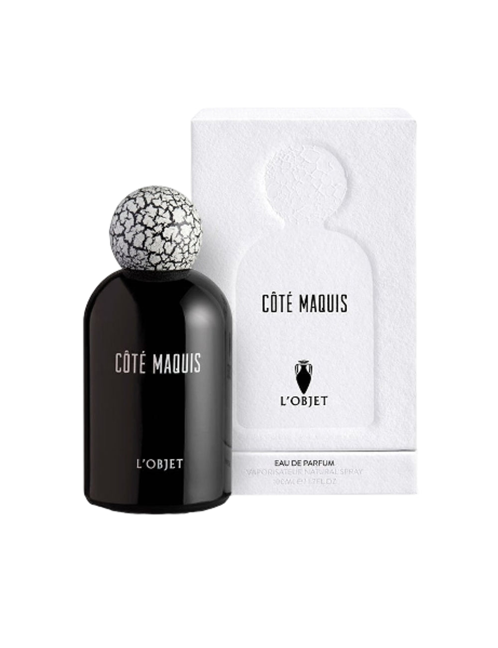 L'Objet Cote Maquis fragrance black bottle cracked cap full view