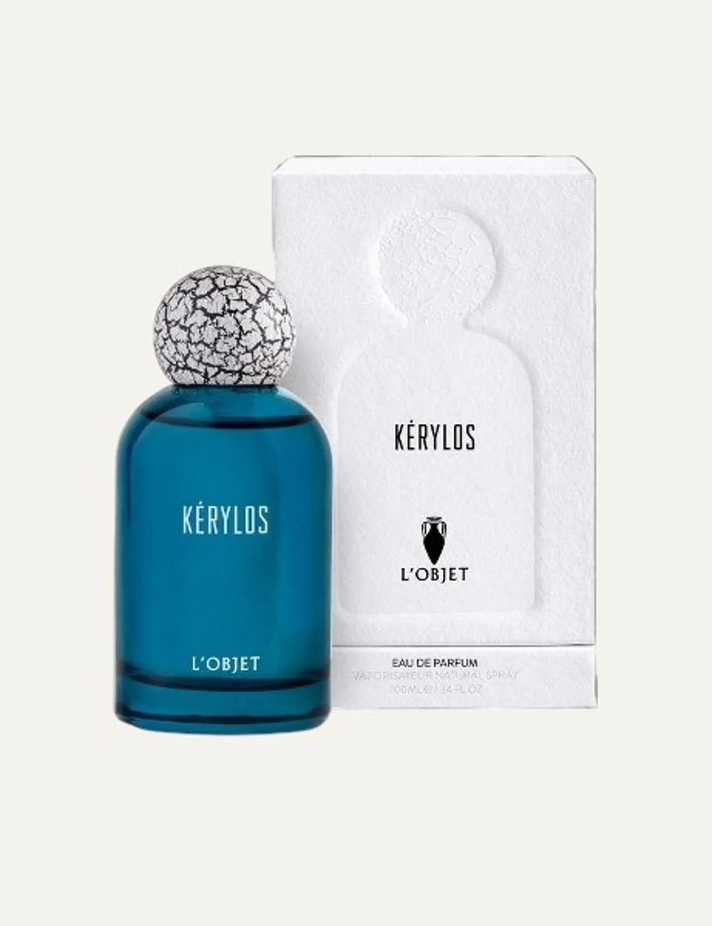 L'Objet Kerylos fragrance blue bottle cracked cap front full view