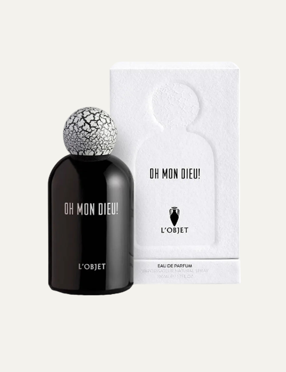 L'Objet Oh Mon Dieu fragrance black bottle cracked cap front full view