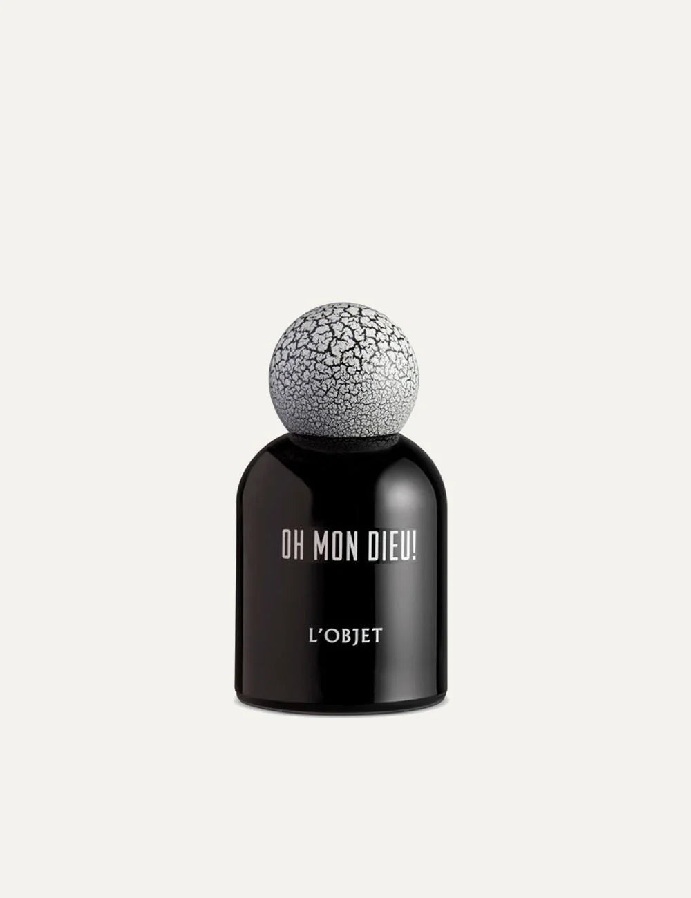 L'Objet Oh Mon Dieu perfume black bottle cracked cap front view