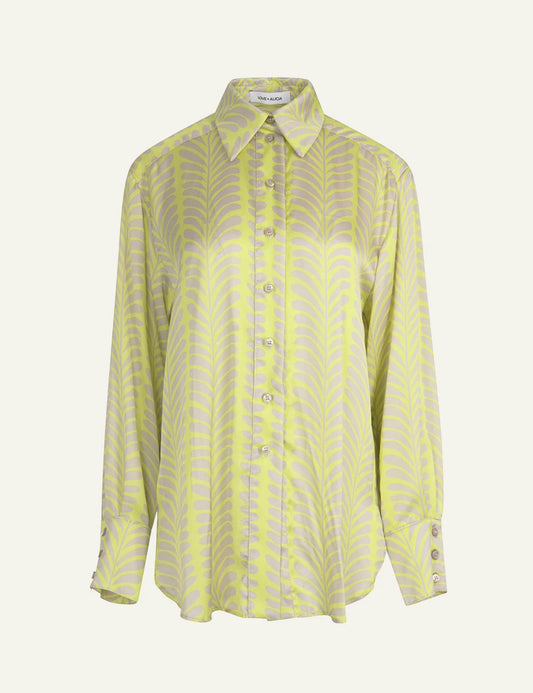 Love Alicia Eris shirt lime leaf print oversized front
