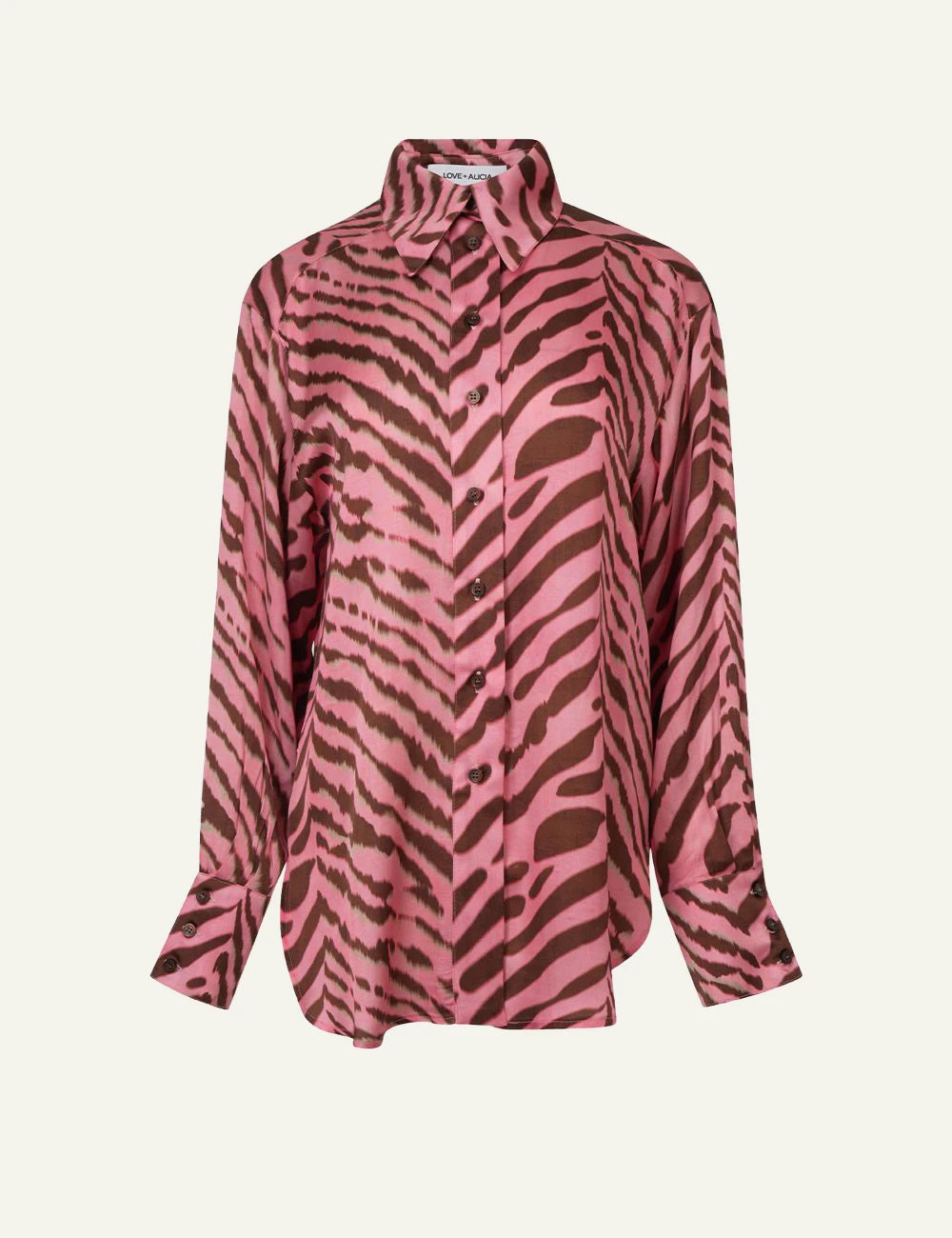Love Alicia Eris shirt pink zebra print oversized front