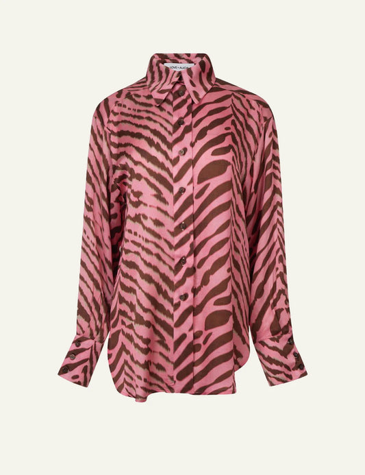 Love Alicia Eris shirt pink zebra print oversized front