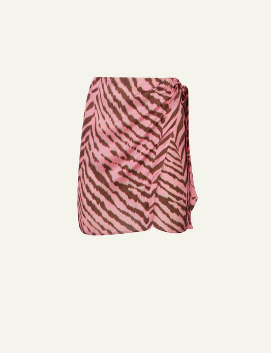 Love Alicia Hadine skirt pink zebra print wrap mini front
