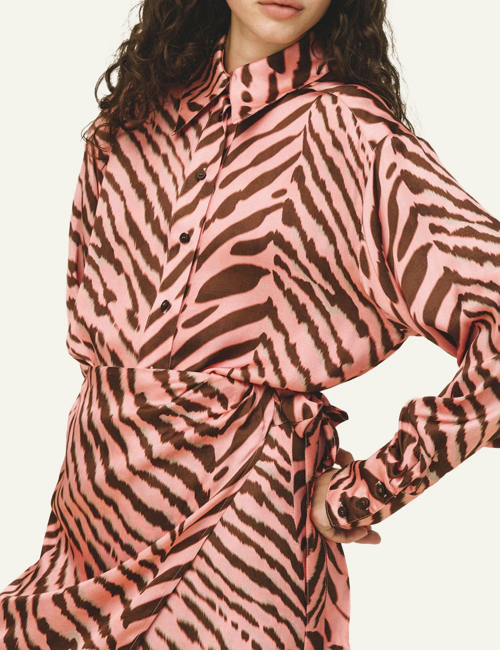 Love Alicia Hadine skirt pink zebra print wrap mini front model