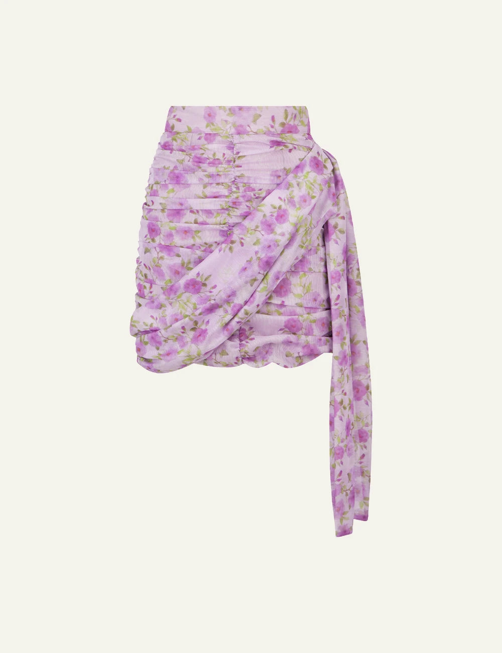 Love Alicia Liora floral draped mini skirt pink front view