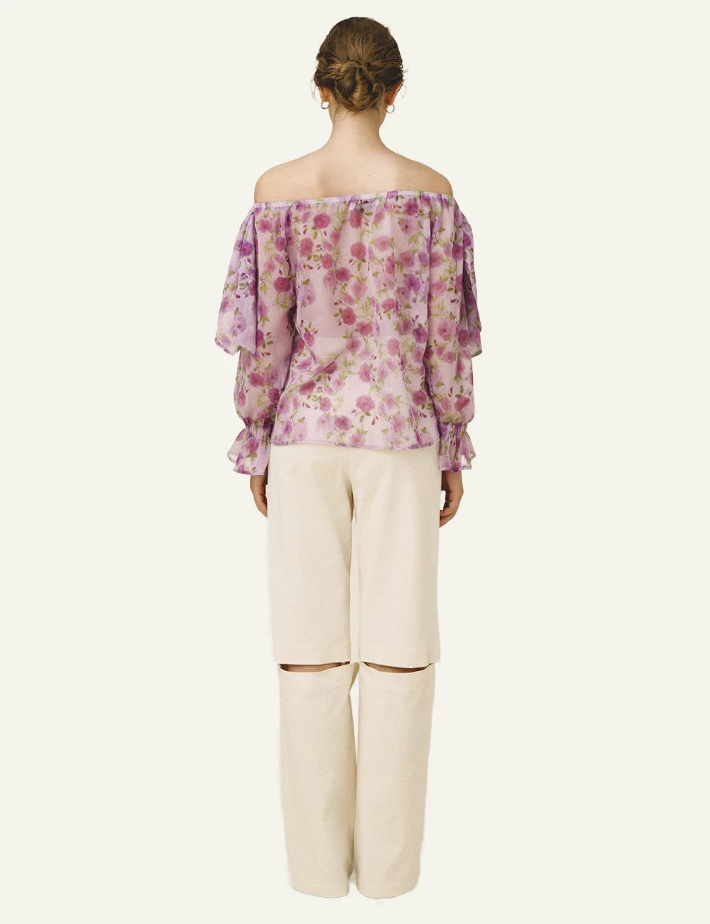 Love Alicia Macan floral blouse pink back view
