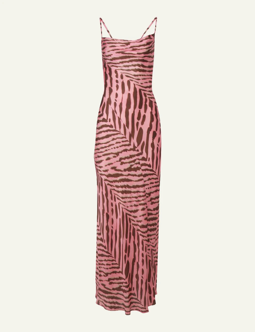 Love Alicia Ray maxi dress brown animal print front view satin