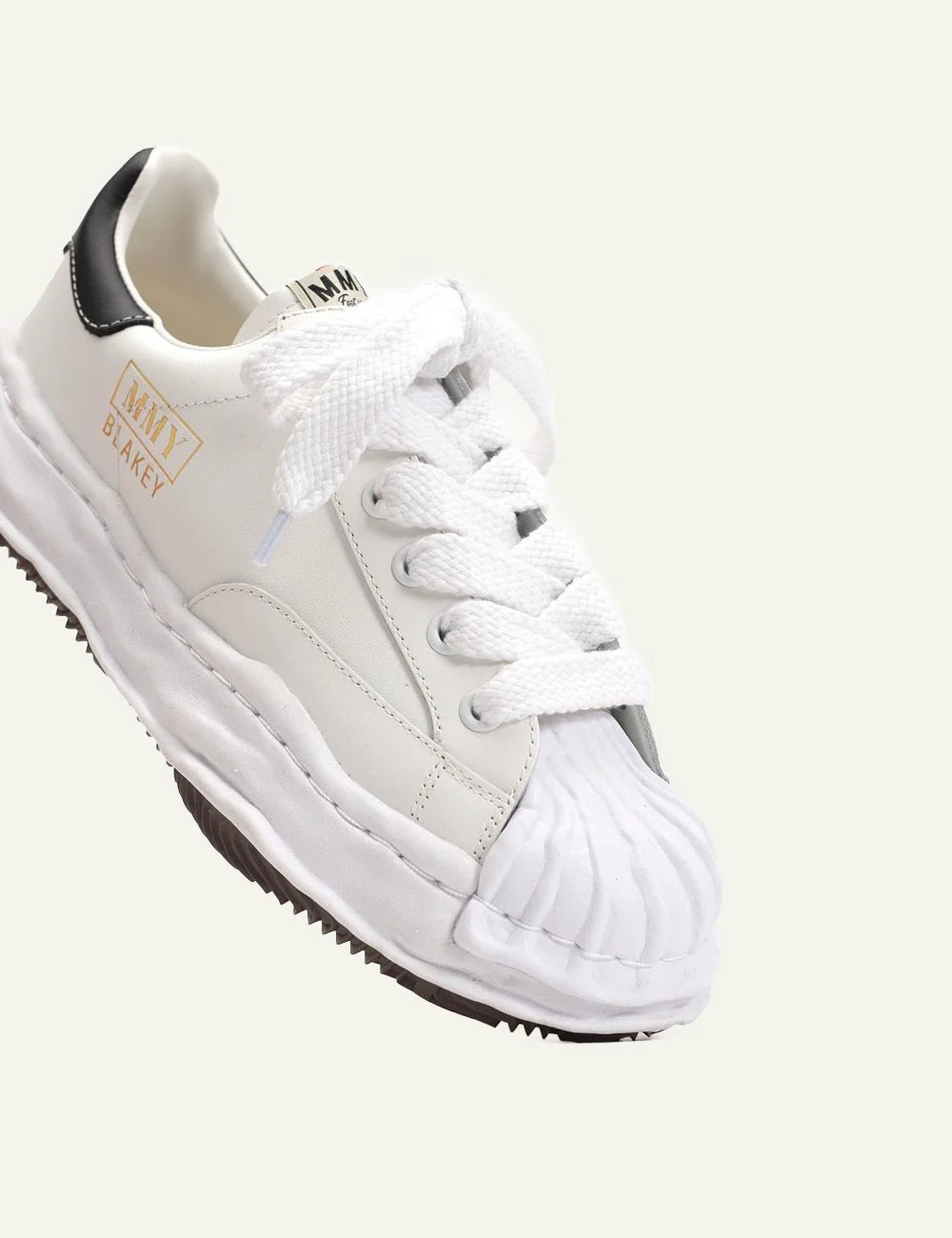 Maison Mihara Yasuhiro Blakey leather sneakers OG sole white front angle