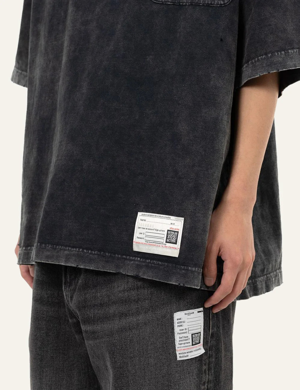 Maison Mihara Yasuhiro bleached t-shirt fabric texture close up