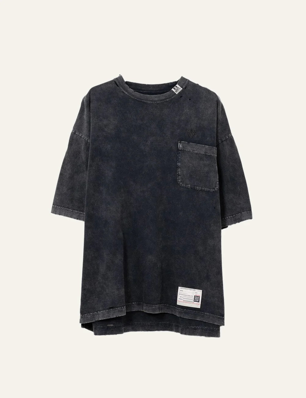 Maison Mihara Yasuhiro bleached t-shirt flat front view washed black