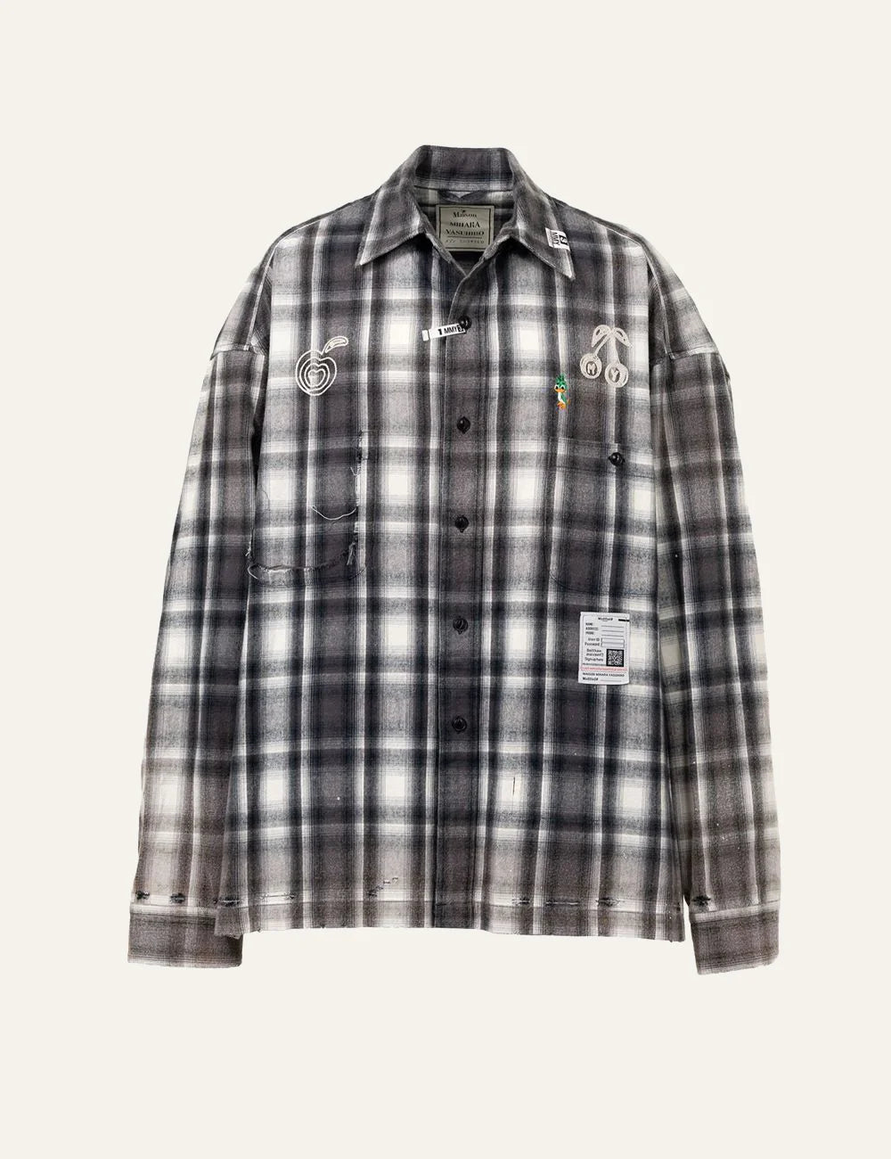 Maison MIHARA YASUHIRO distressed check shirt full front view