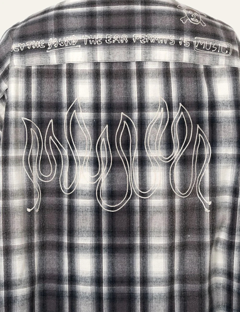 Maison MIHARA YASUHIRO plaid shirt back embroidered flames design