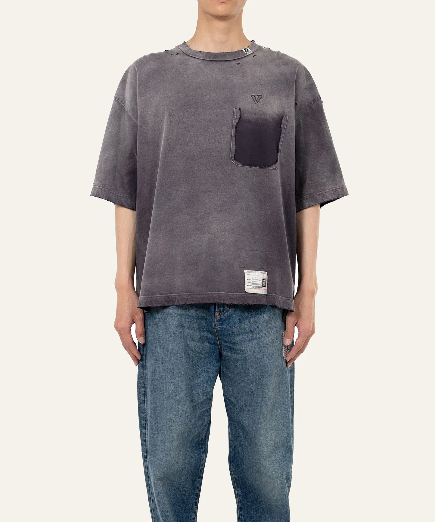 Maison Mihara Yasuhiro sun faded t-shirt front worn look distressed
