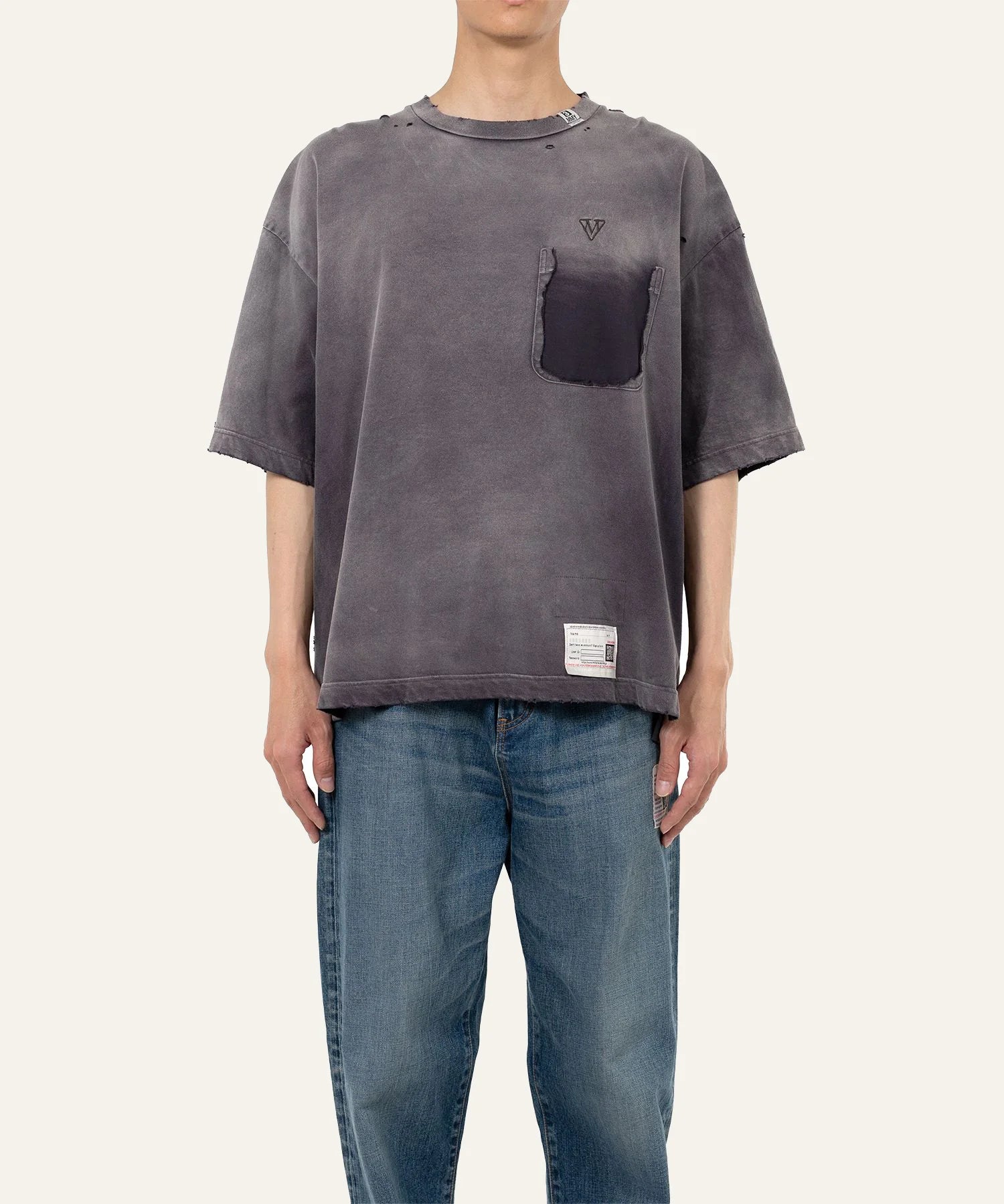 Maison Mihara Yasuhiro sun faded t-shirt front worn look distressed
