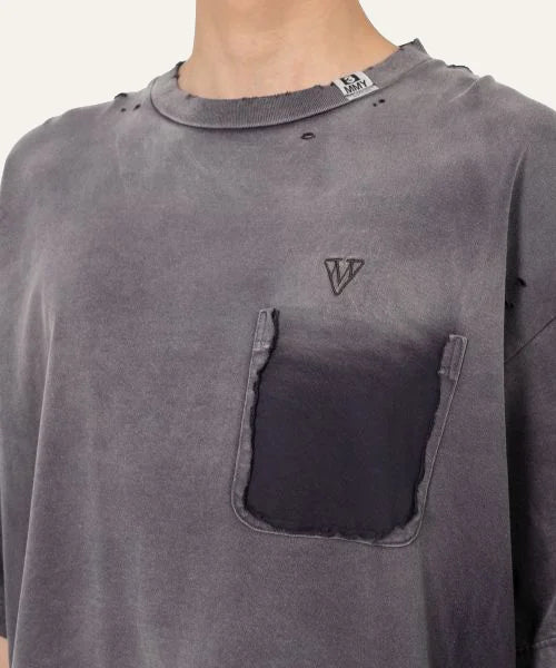 Maison Mihara Yasuhiro t-shirt chest pocket detail torn washed fabric