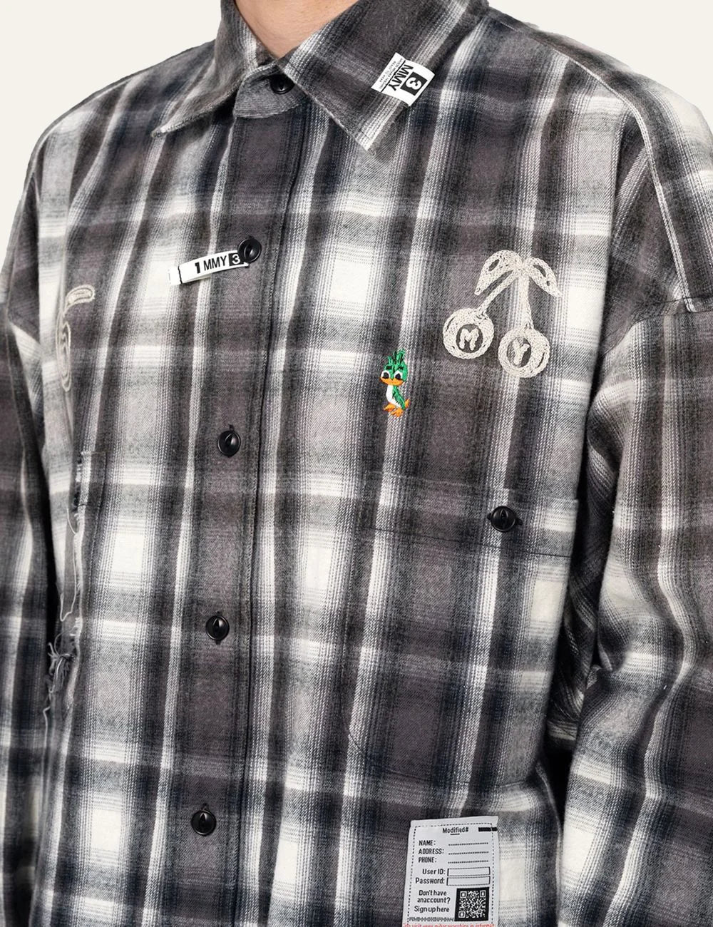 Maison MIHARA YASUHIRO vintage check shirt front detail embroidery