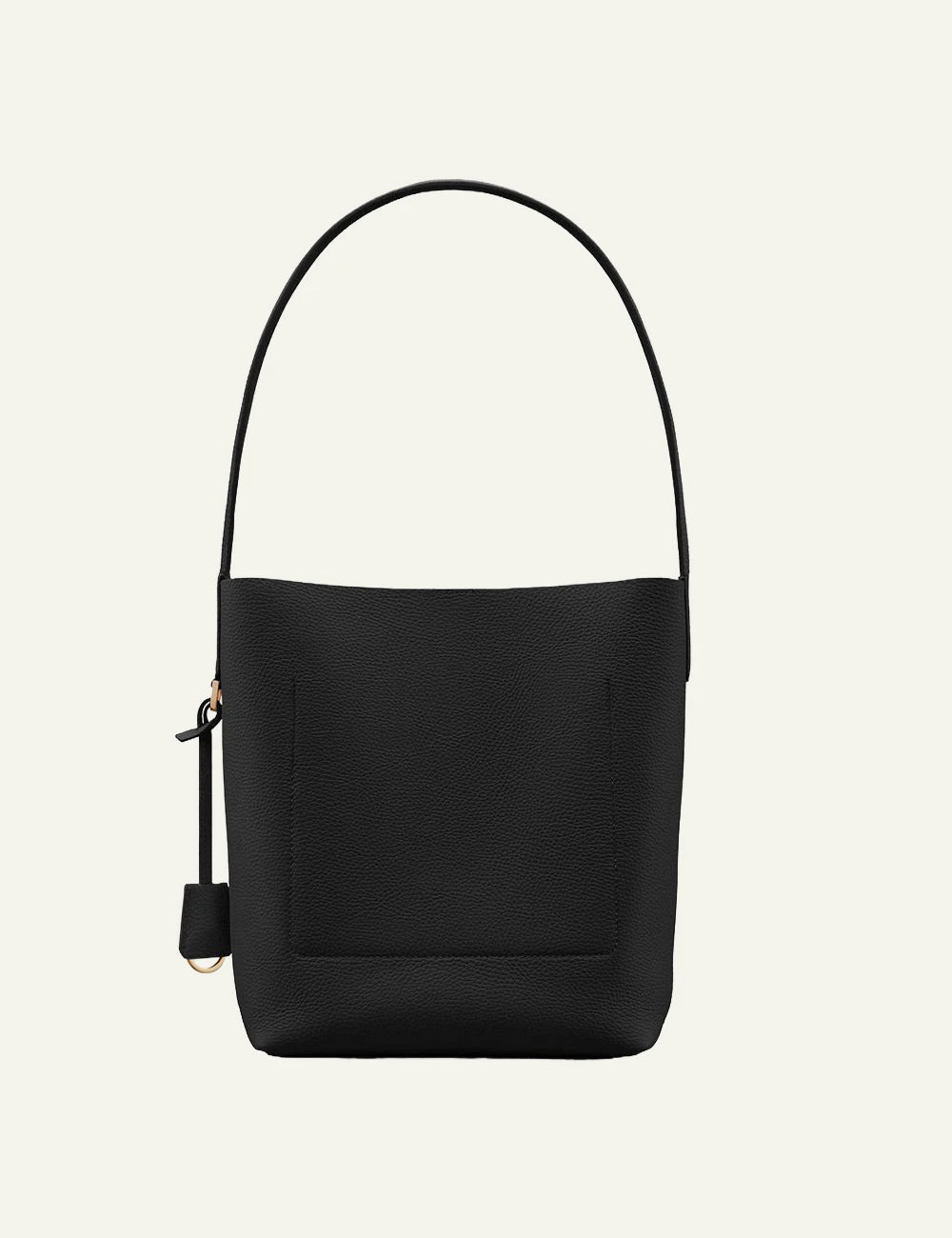Maison de Sabre bucket tote black leather medium shoulder bag back view