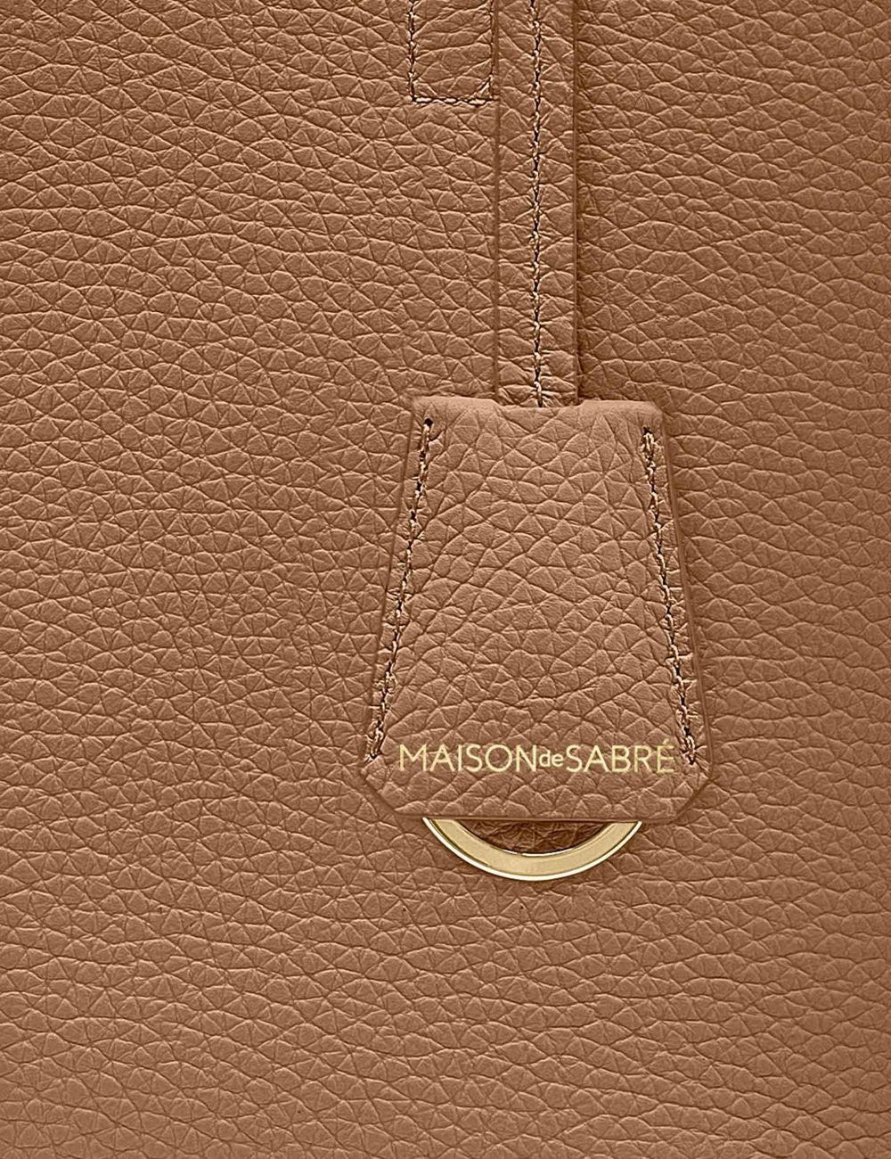 Maison de Sabre small soft tote brown leather top handles structured shape front detail view