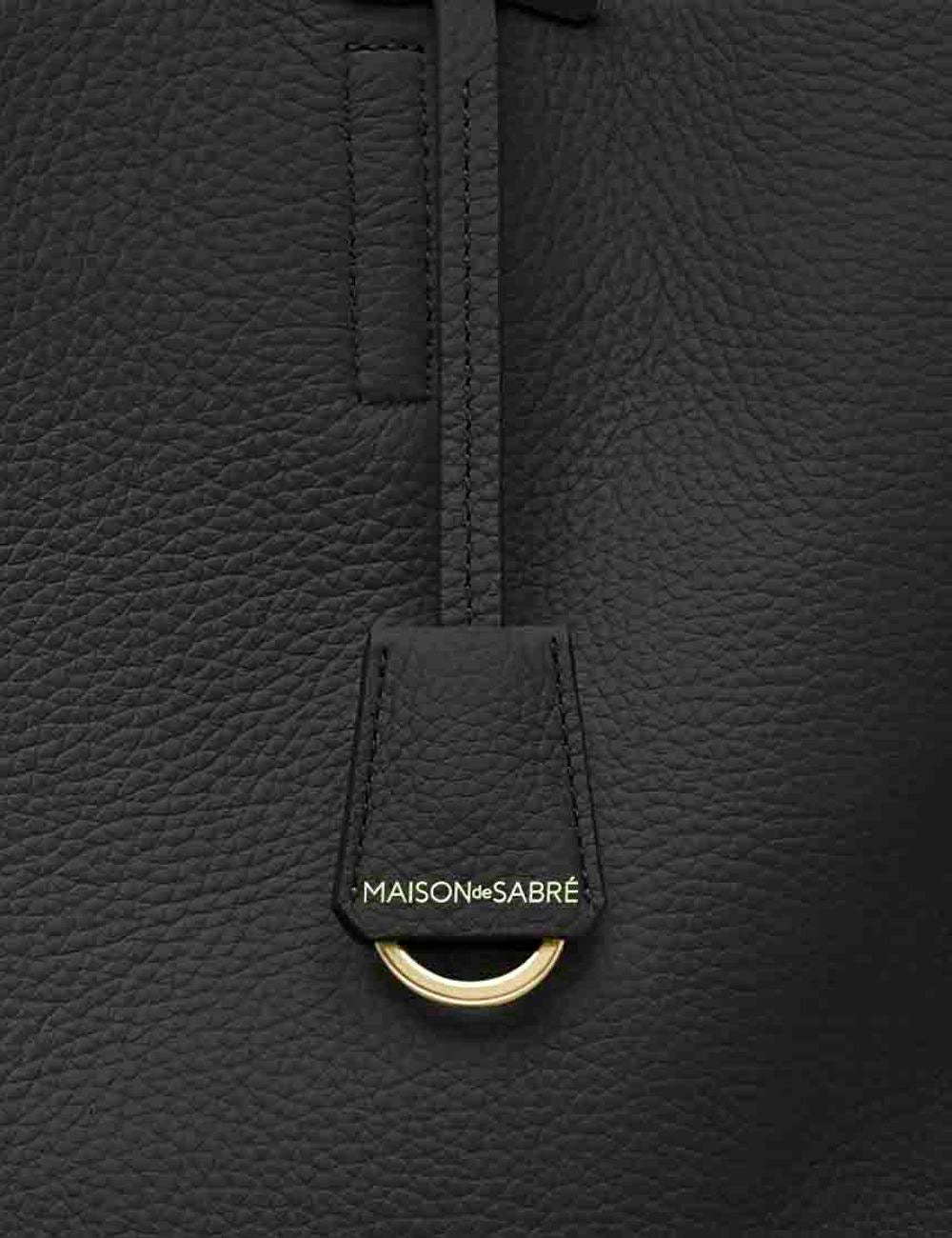Maison de Sabre Soft Tote bag black leather large shoulder bag front detail view