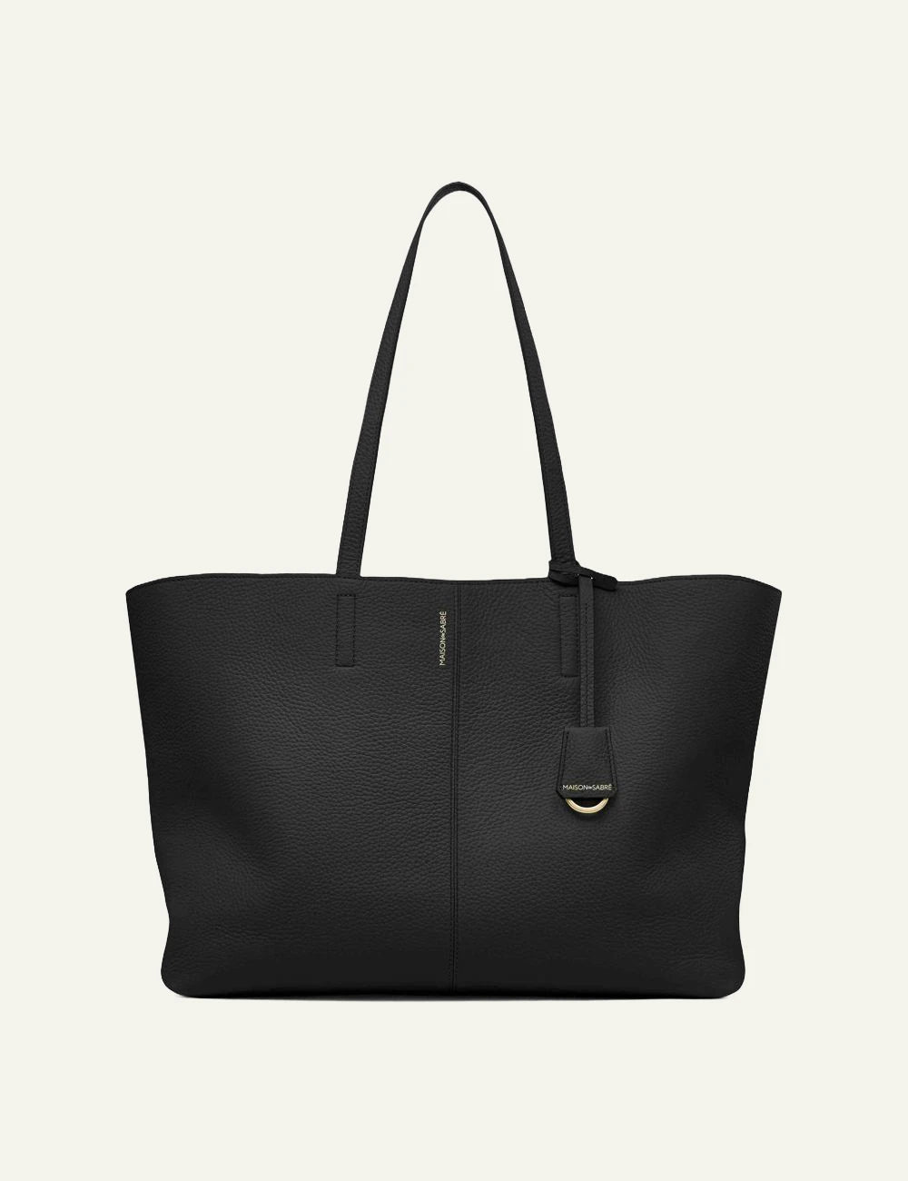 Maison de Sabre Soft Tote bag black leather large shoulder bag front view