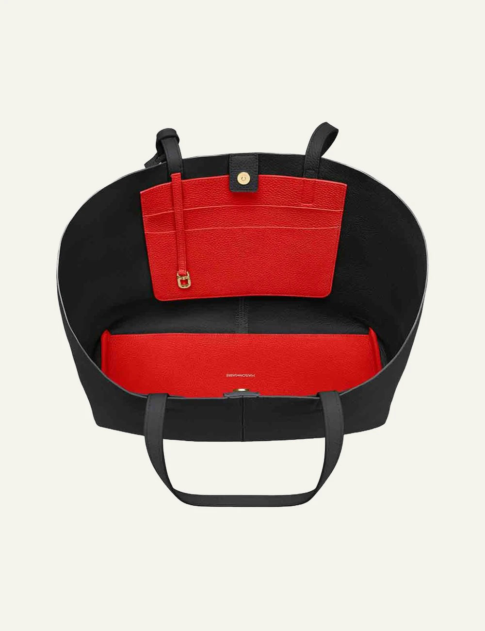 Maison de Sabre Soft Tote bag black leather large shoulder bag top view