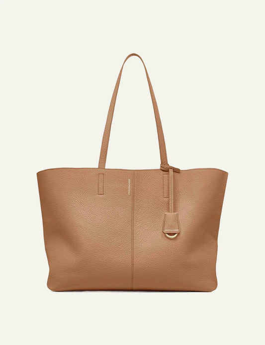 Maison de Sabre Soft Tote bag sandstone brown leather large shoulder bag front view