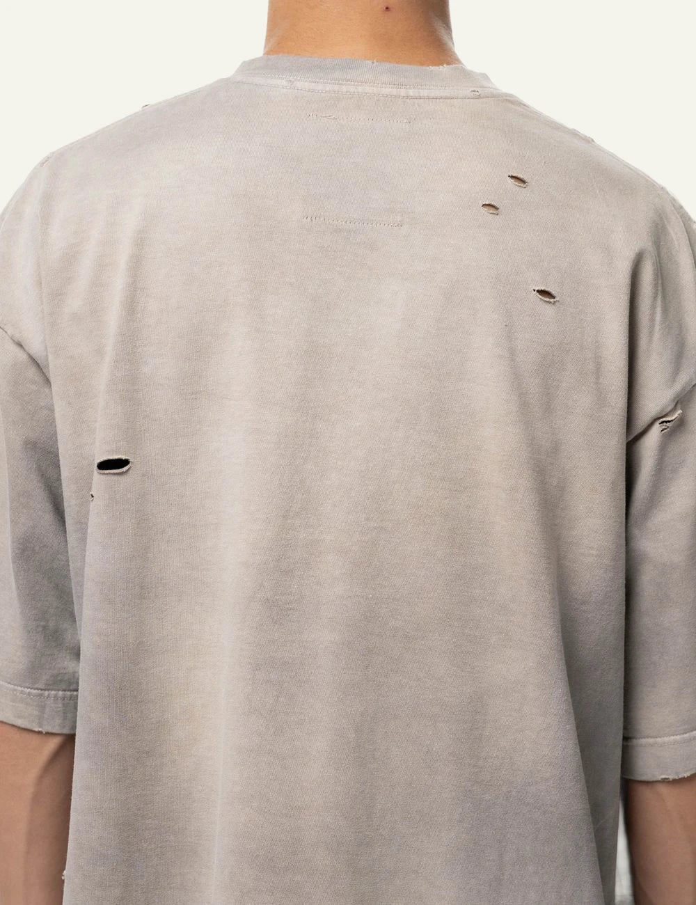 Maison Mihara Yasuhiro Beige Sun Faded V Neck T Shirt details in the back