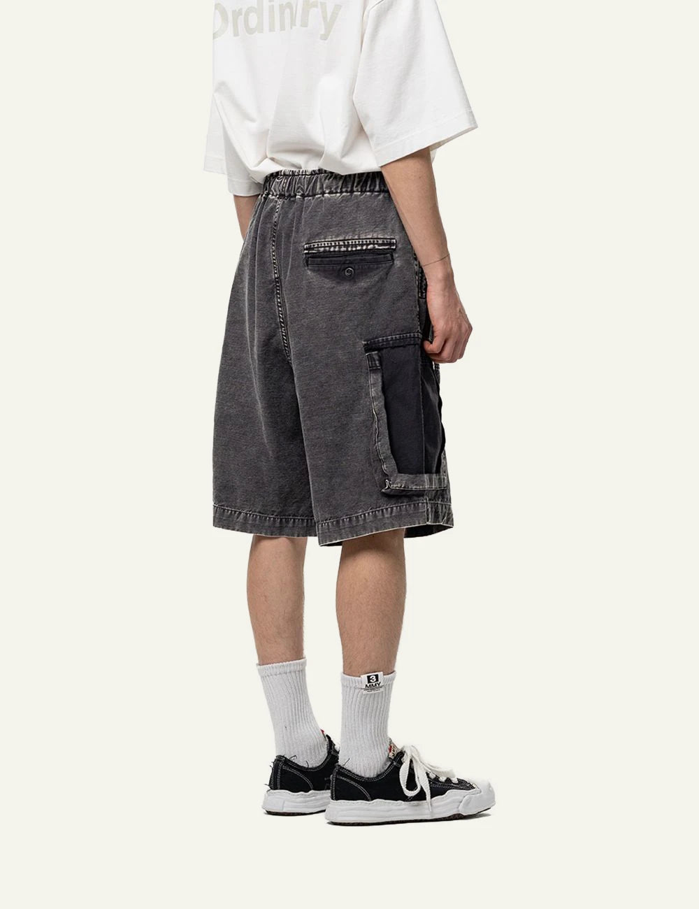 Maison Mihara Yasuhiro Black Cargo Shorts back View