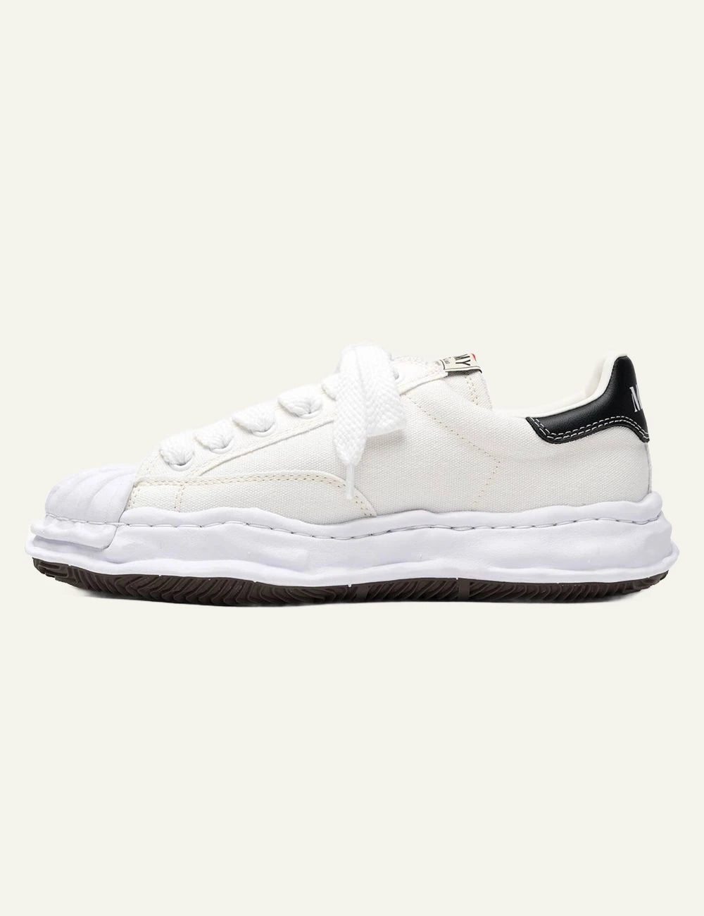 Maison Mihara Yasuhiro Blakey White Canvas Low Top Sneaker opposite Side View