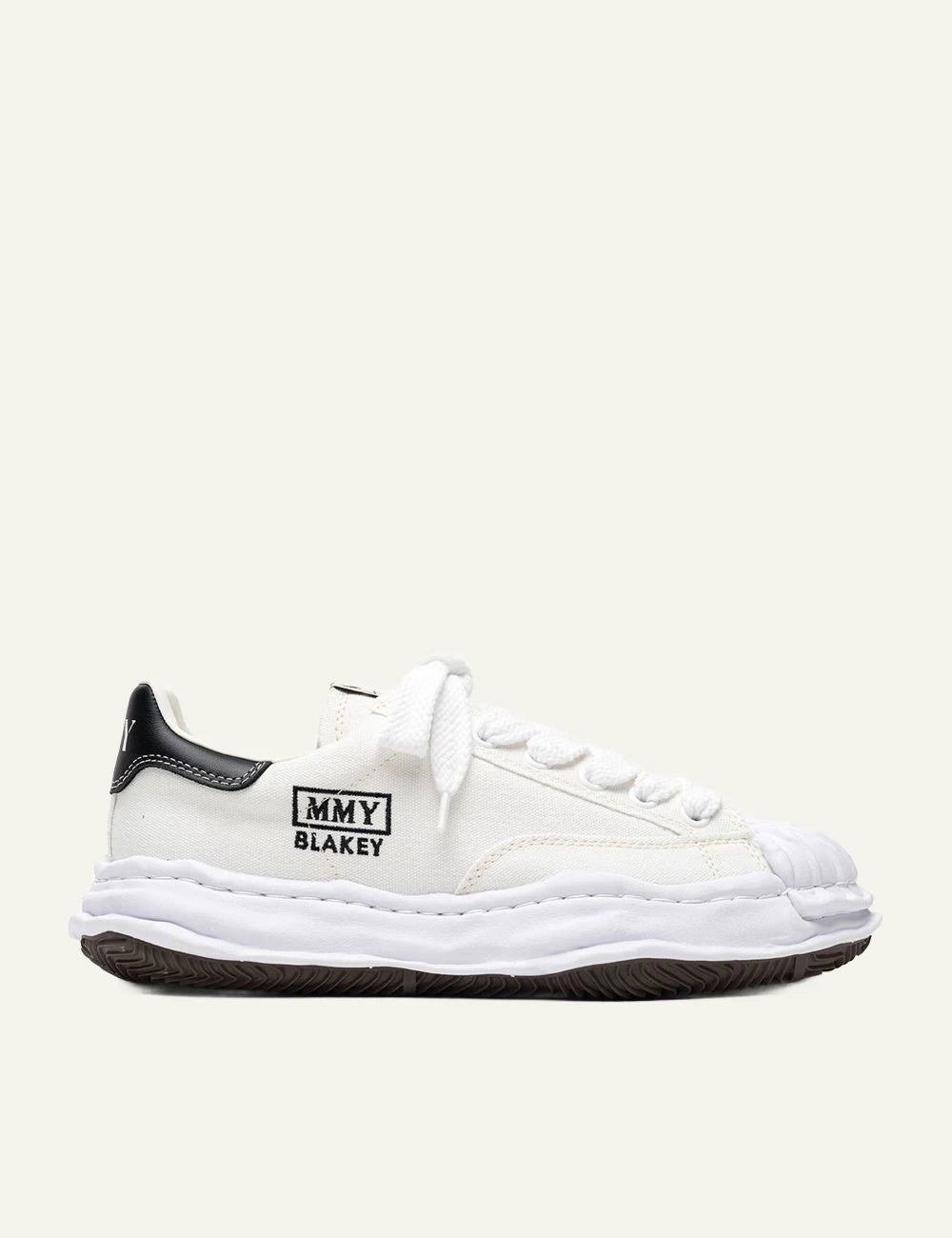 Maison Mihara Yasuhiro Blakey White Canvas Low Top Sneaker Side View