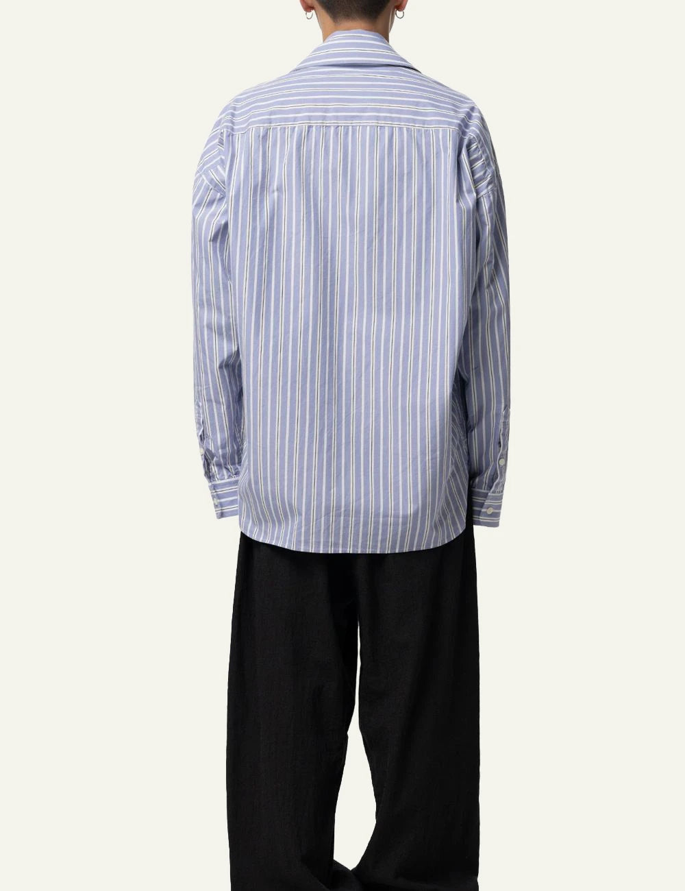 Maison Mihara Yasuhiro Blue Striped Layered Shirt back View