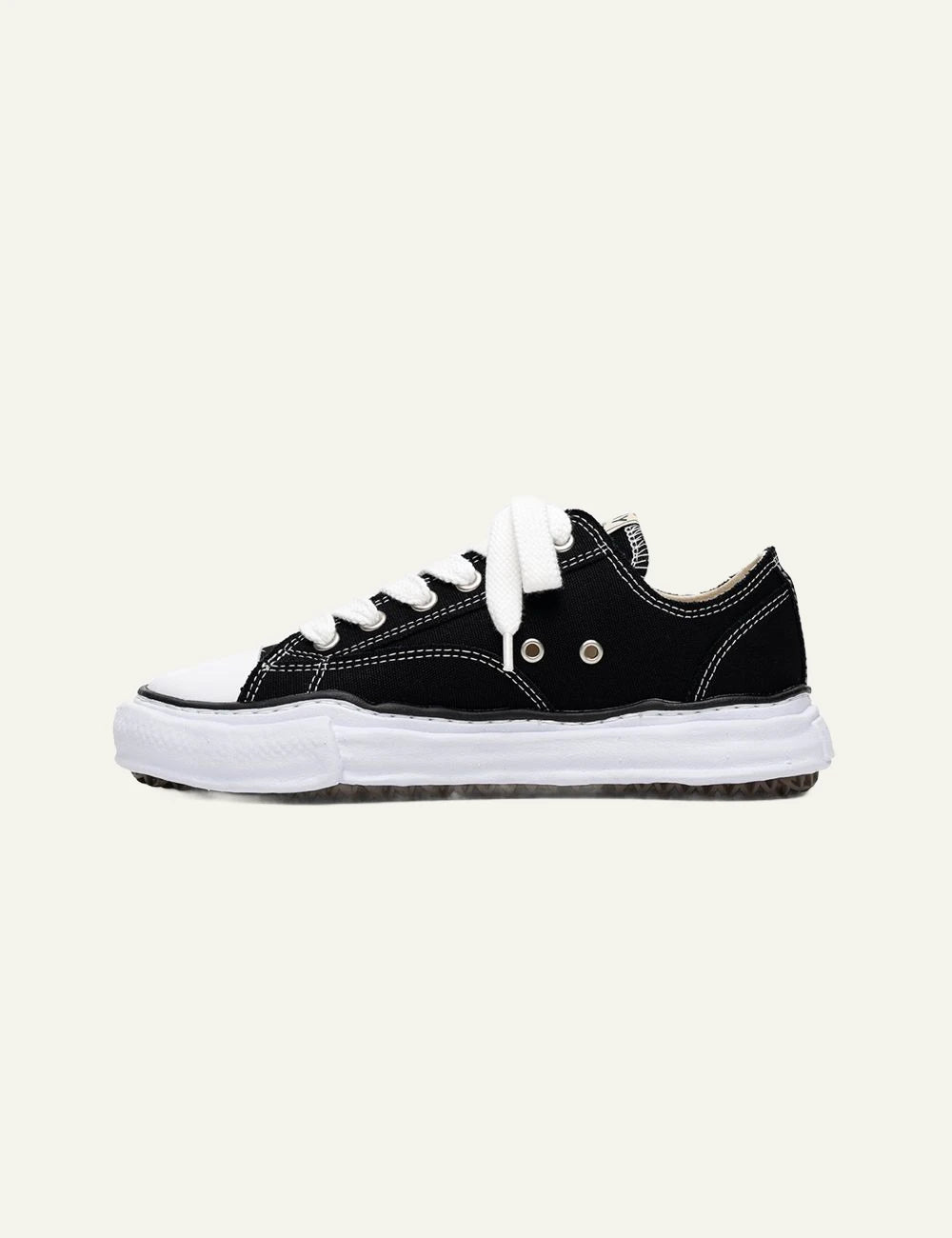 Maison Mihara Yasuhiro Peterson Black Canvas Low Top Sneaker opposite Side View
