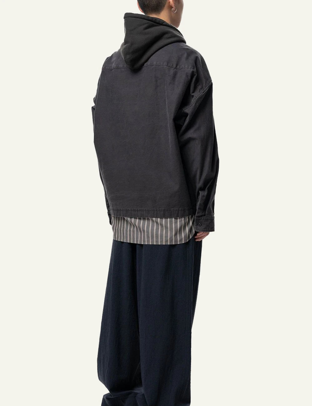 Maison Mihara Yasuhiro Triple Layered Shirt Black Striped back view