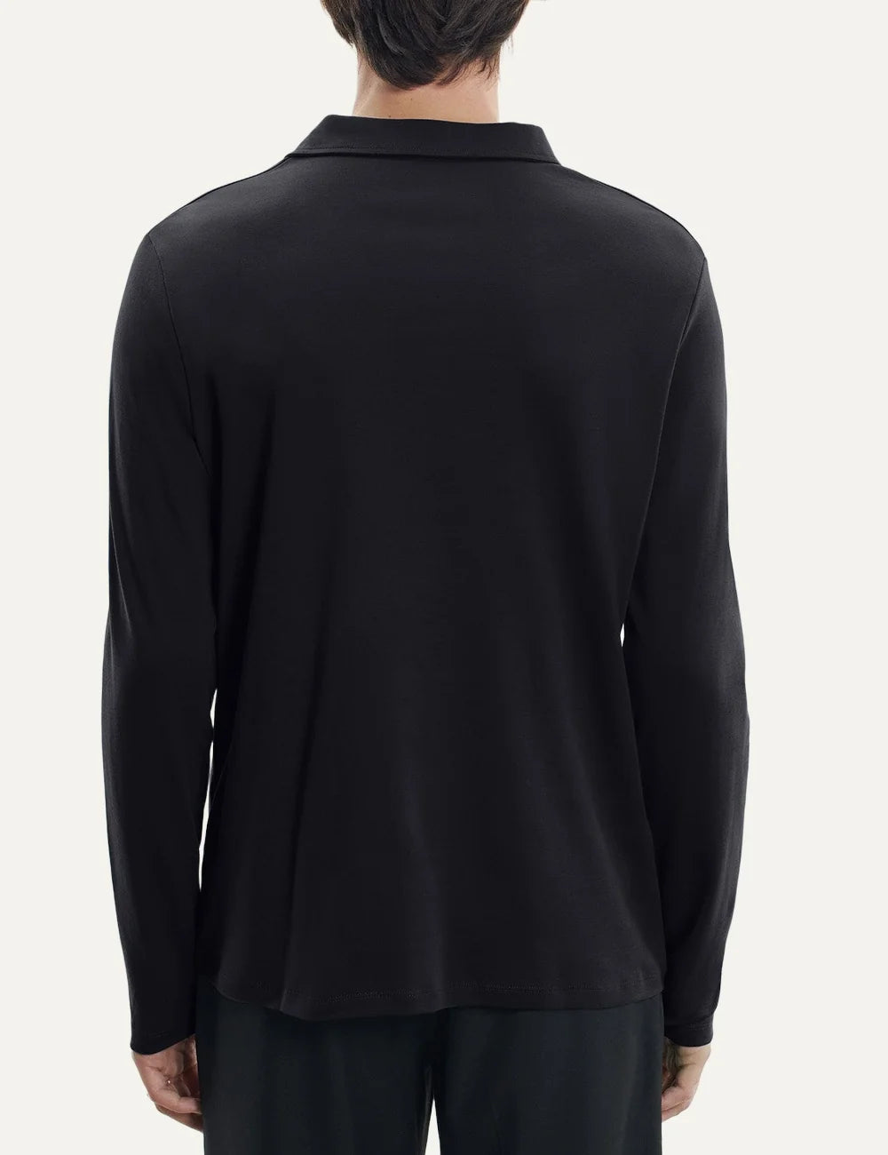 Majestic Filatures men's black Supima cotton long sleeve polo shirt back