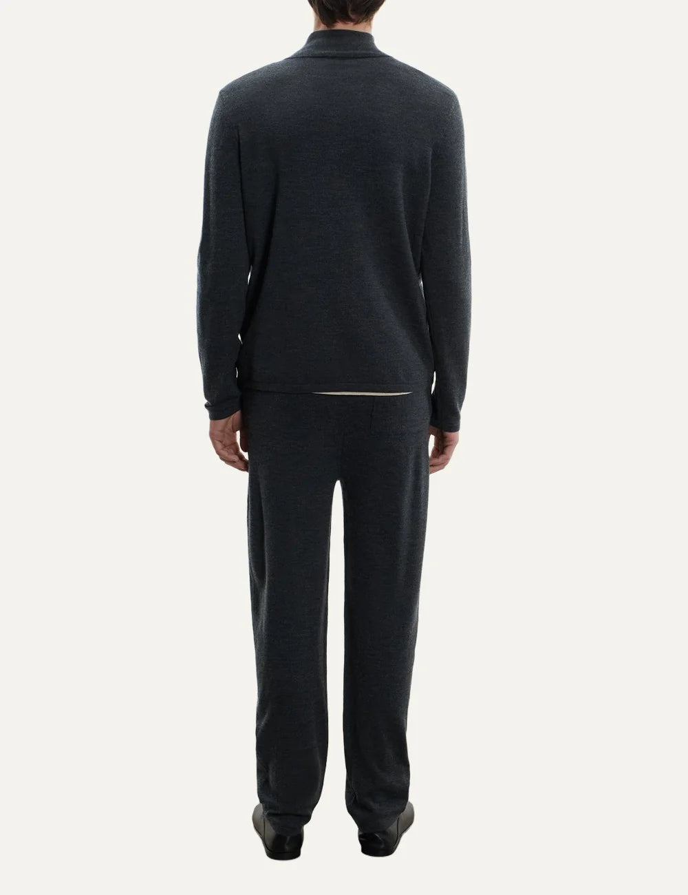Majestic Filatures men's charcoal merino wool straight leg pants back